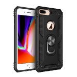 Wholesale iPhone 8 Plus / 7 Plus Tech Armor Ring Grip Case with Metal Plate (Black)